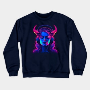 Retro Synth Succubus DJ Demon Tee Crewneck Sweatshirt